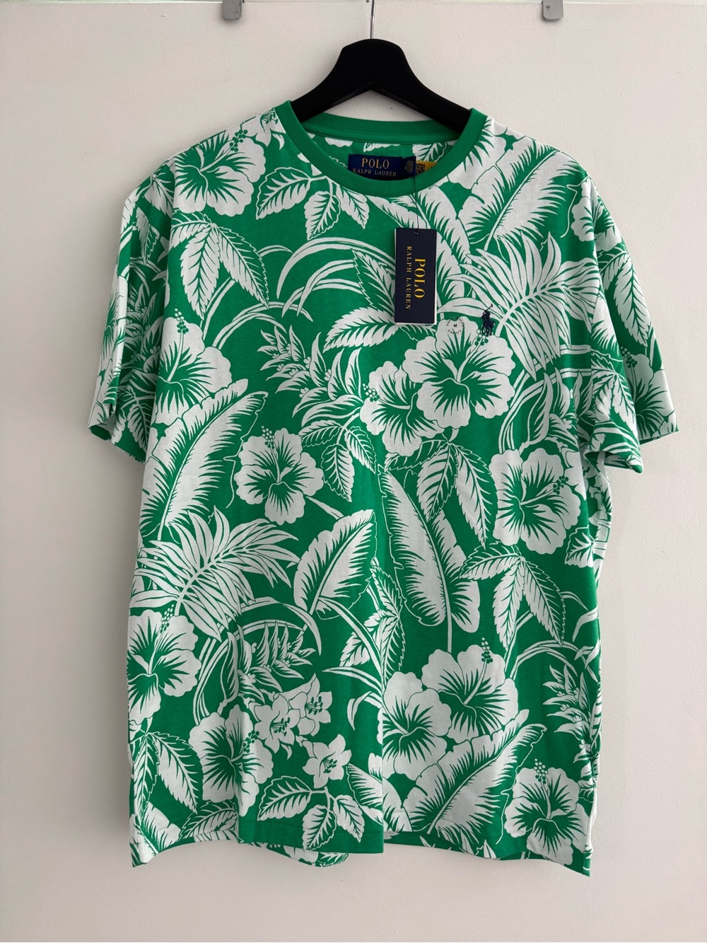 Ralph Lauren Green and White Tropical Floral Short-Sleeve Tee